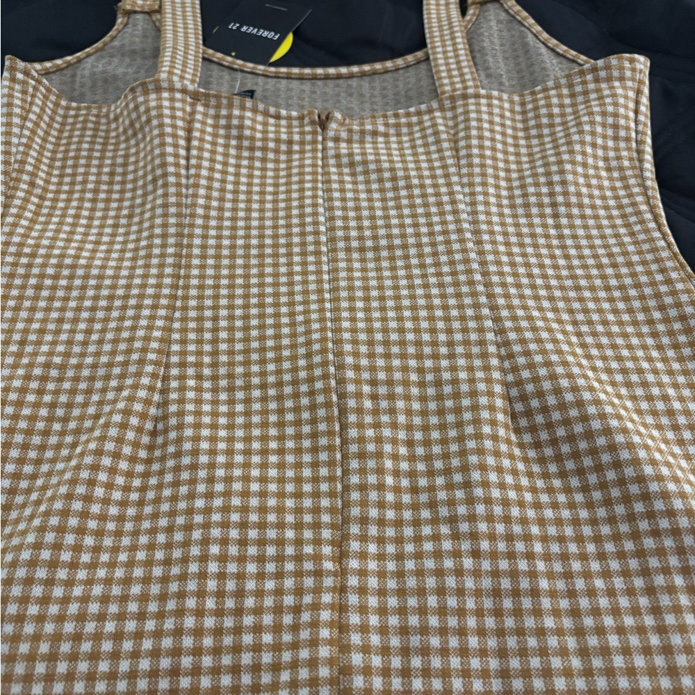 Stylish Tan Checkered Dress - Picture 5 of 7